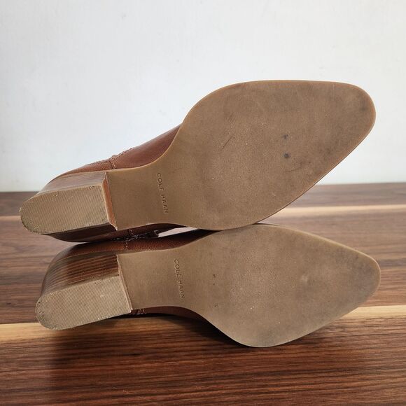 Cole Haan Grand OS Tan Leather Hadlyn Zip Ankle Boots Bootie 6.5 - Picture 9 of 10